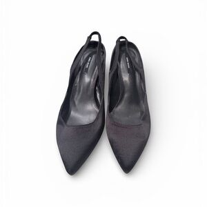 Zara Black Satin Slingback Heels